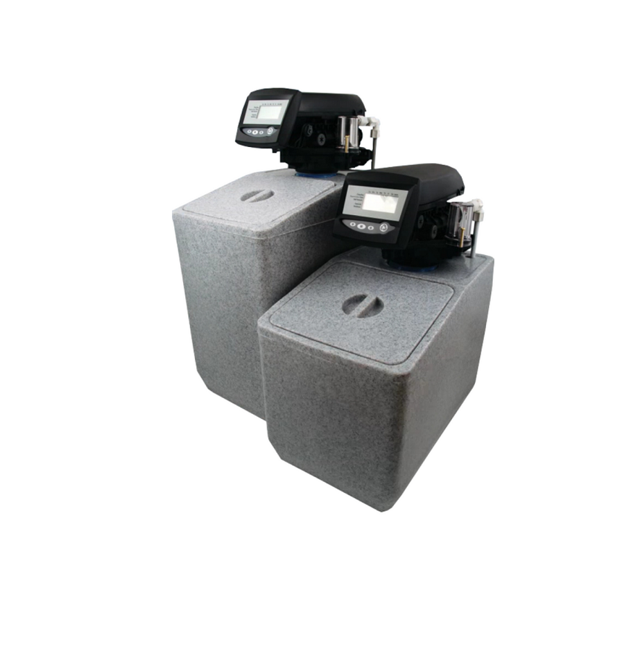 Coral tablet water softener metered system